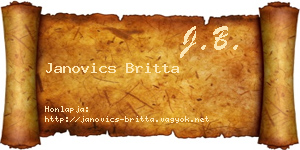 Janovics Britta névjegykártya
